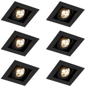 Set di 6 faretti da incasso moderni neri orientabili - Oneon 70