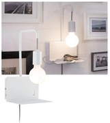Paulmann 79812 - 1xE27/40W Lampada da parete con mensola e porta USB CALVANI 230V bianca
