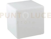 Lume da giardino geco cubo bianco 1 luce attacco e27 ip65 40x40x40cm
