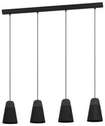 Lampadario Moderno Canterras 4 Luci Acciaio Nero