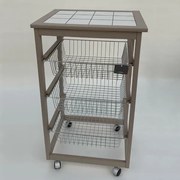 Carrello da cucina portafrutta con 3 cestelli senza base LACCATO TORTORA