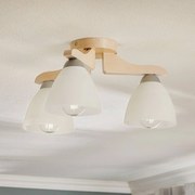 Lamkur Plafoniera Haro, faggio bianco/bianco, a 3 luci