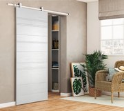 Porta scorrevole reversibile Mast in mdf bianco, L 93 x H 212 cm, con binario Loft bianco