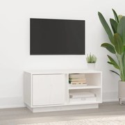 Mobile porta tv bianco 80x35x40,5 cm in legno massello di pino