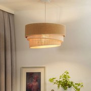 Lampada a sospensione Euluna Trio Juta, marrone naturale/bianco/raffia, Ø