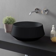 Lavabo da appoggio in ceramica nero opaco tondo 42 cm   Aris