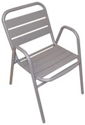 Sedia da giardino in alluminio con braccioli Calipso, seduta in alluminio tortora