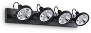 Plafoniera Moderna Glim Metallo Nero 4X10W Gu10 3000K Luce Calda