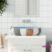 Lavabo da Appoggio Moderno 71x38 Cm Ovale in Ceramica Bianco