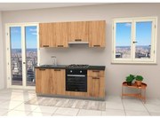 Cucina Lineare 195 Cm Rovere Con Top Antracite Mod. Gourmet