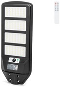 Lampione stradale Led 200W Nero con pannello solare IP65 Bianco freddo 6500K con sensore crepuscolare e di movimento Aigostar