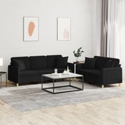 Set Divani 2 Pz Con Cuscini Nero İn Tessuto /