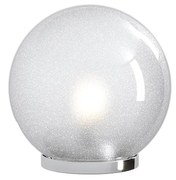 Lampada Contemporanea Glitter Metallo Cromo Vetro Soffiato Trasp 1 Luce E27 25Cm