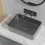 Lavabo D'Appoggio "Venus" Da 50 Cm Finitura Gun Metal C/Piletta Click-Clack