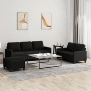 Set Di Divani 3 Pz Con Cuscini Nero İn Tessuto /
