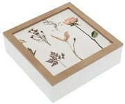 Scatola Decorativa Versa Fiori Legno MDF 24 x 7 x 24 cm