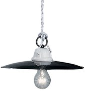 Lampadario Industrial Potenza Ferro E Ceramica Nero Diam. 35Cm 1 Luce E27