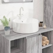Lavandino Bianco 40x14,5 Cm İn Ceramica Rotondo /