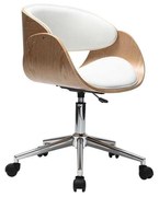 Sedia design a rotelle bianca e legno chiaro BENT