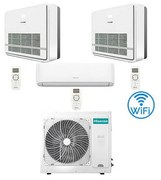 Climatizzatore Condizionatore Hisense R32 Trial Split Inverter Hi Comfort Wifi più Console 12000 + 12000 + 12000 BTU con U.E. 3AMW72U4RJC Classe