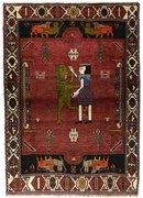 Shiraz Tappeto 180x130 Rosso (Iran) Annodato A Mano
