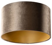 Paralume in velluto marrone con interno oro 35/35/20