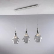 Lampadario Binario Moderno Zeus Grigio Fumè 3 Luci E27