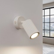 SOLLUX LIGHTING Faretto da parete in carbonio, beige, proiezione 16 cm, interruttore, alluminio
