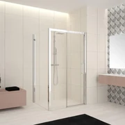 Box doccia con ingresso frontale scorrevole Lead L 120 x H 200 cm, vetro 8 mm profilo cromato