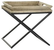 Tavolo aggiuntivo DKD Home Decor Nero Naturale Metallo Legno di mango 55 x 45 x 53 cm