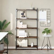Libreria a 5 ripiani rovere fumo 80x30x154 cm legno multistrato