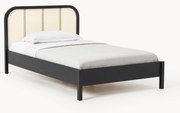 Letto singolo in legno con testiera in vimini Jones