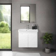 Mobile bagno sospeso 70 cm bianco lucido salvaspazio con specchio Clip