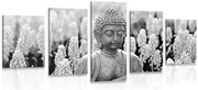 Quadri 5 pezzi – Buddha Yin e Yang in bianco e nero