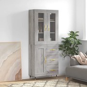 Credenza grigio sonoma 69,5x34x180 cm in legno multistrato