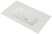 Lavabo integrale a incasso bacino al centro rettangolare Tampa/Loa L 81.5 x H 17.5 x P 46 cm in ceramica bianco lucido