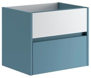 Mobile da bagno sotto lavabo Niwa blu laccato opaco L 59.5 x H 50 x P 45.5 cm 2 cassetti, lavabo non incluso