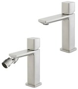 Set di rubinetti lavabo e bidet color nichel con piletta Lotus