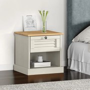 Comodino vigo bianco 42x35x40 cm in legno massello di pino