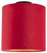 Plafoniera nera velluto rosso oro 25 cm COMBI