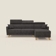 Francy divano letto angolare sfoderabile - penisola contenitore e poggiatesta reclinabili in tessuto smacchiabile T17 antracite