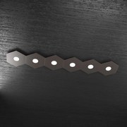 Plafoniera Moderna Hexagon Metallo Marrone 6 Luci Led 12X6W