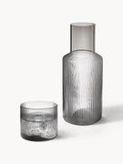 Set caraffa piccola e bicchiere in vetro soffiato Ripple, set da 2