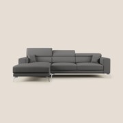 Blade Divano moderno angolare con poggiatesta reclinabili in Ecopelle T04 antracite