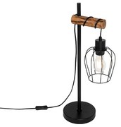 Lampada da tavolo rustica nera con legno - Stronk