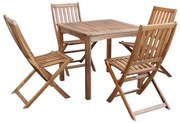 AARON - set tavolo in alluminio e teak cm 80 x 80 x 74 h con 4 sedie Dresda