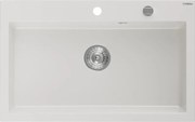 Mexen Elix lavello da cucina in granito 1 vasca 800 x 500 mm, bianco, sifone cromato - 6527801005-20