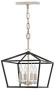 Lampadario Industrial Nordico Stinson Acciaio Nero E Nichel Lucido 4 Luci E14