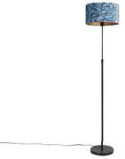 Lampada da terra nera con paralume in velluto a farfalla 35 cm - Parte