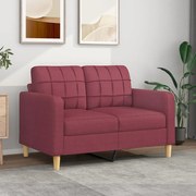 Divano A 2 Posti Rosso Vino 120 Cm İn Tessuto /
